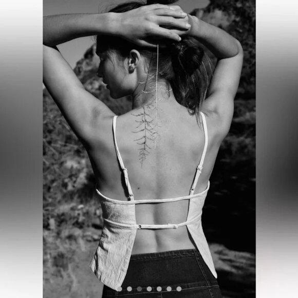 Free People James Linen Top Cropped NWT Optic White Size XL - Picture 5 of 9